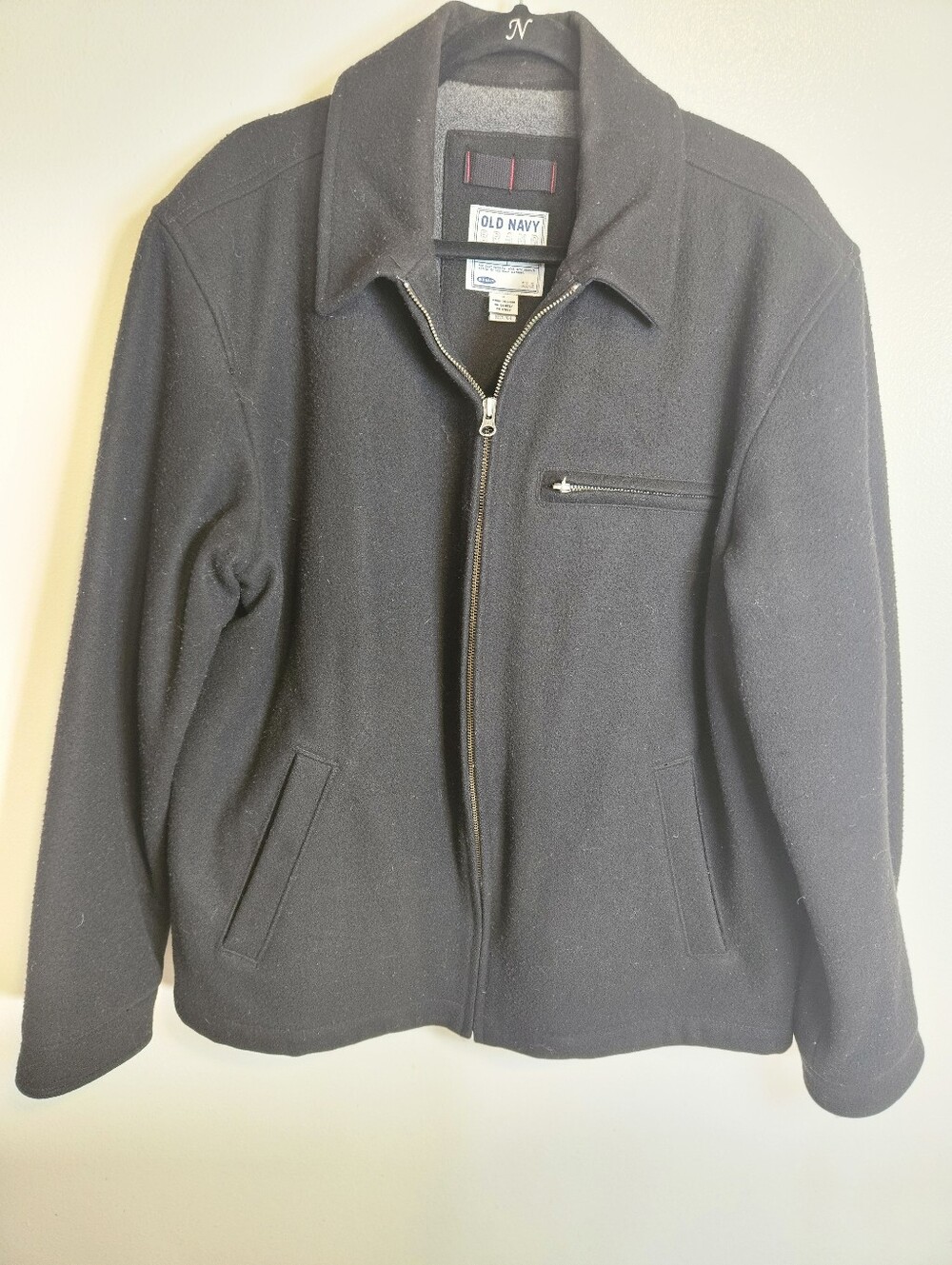 Old Navy Heavyweight Black Wool Blend Zip Up Winter Jacket Coat Size L